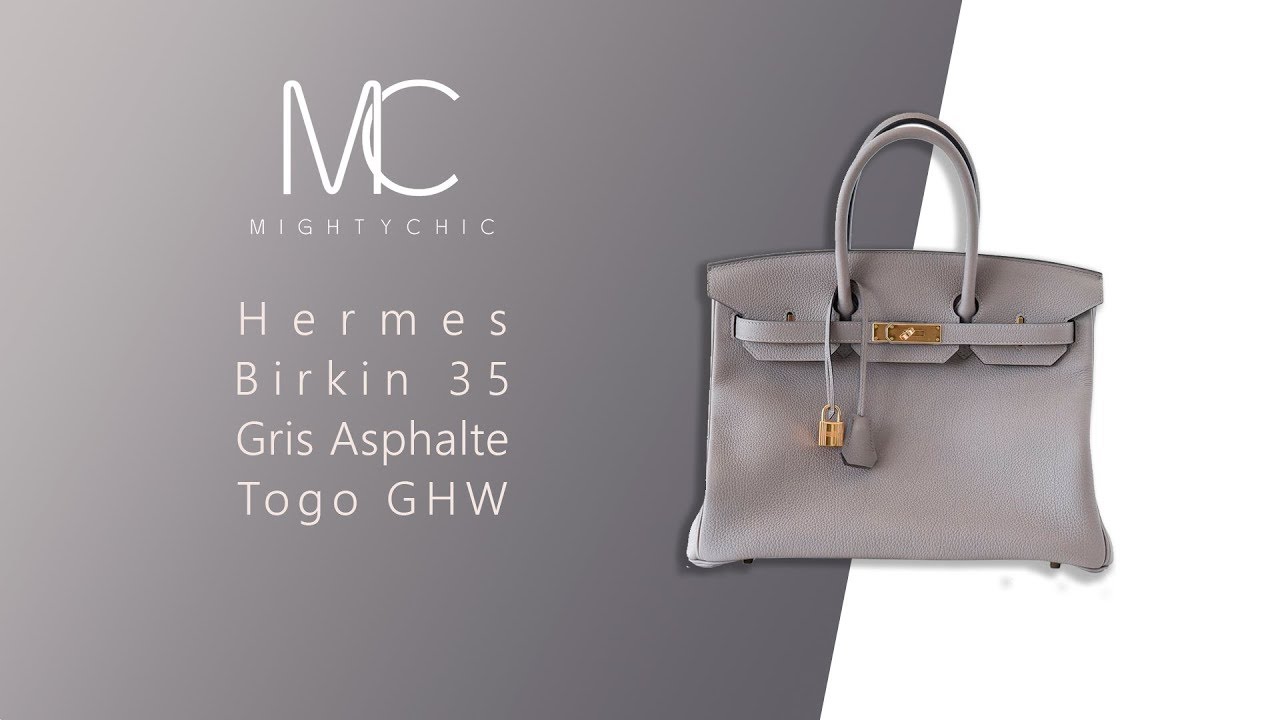 • MIGHTYCHIC • Hermes Birkin 35 Gris Asphalte Togo GHW