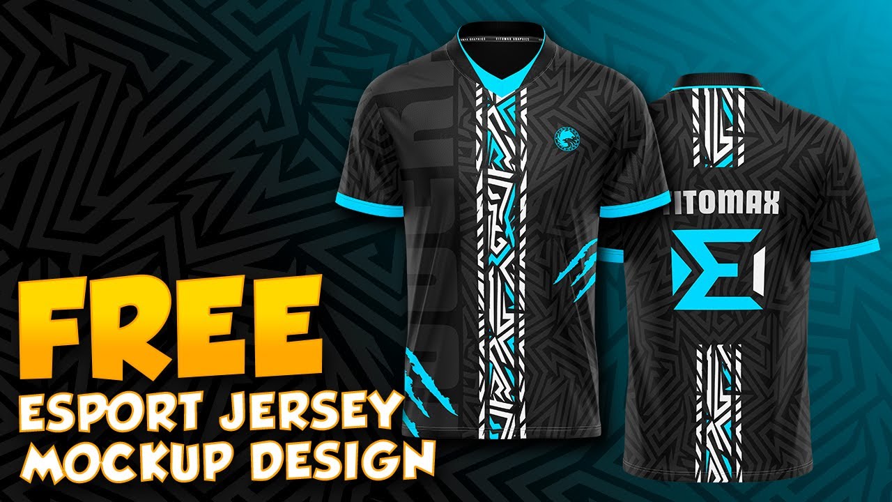 FREE ESPORTS JERSEY MOCKUP DESIGN (FREE TSHIRT MOCKUP PSD with PATTERN V-NECK)