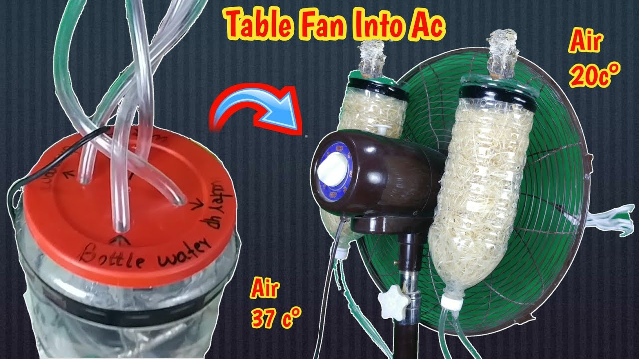 How to convert table fan into air conditioner at home | using plastic bottles and wood wool |