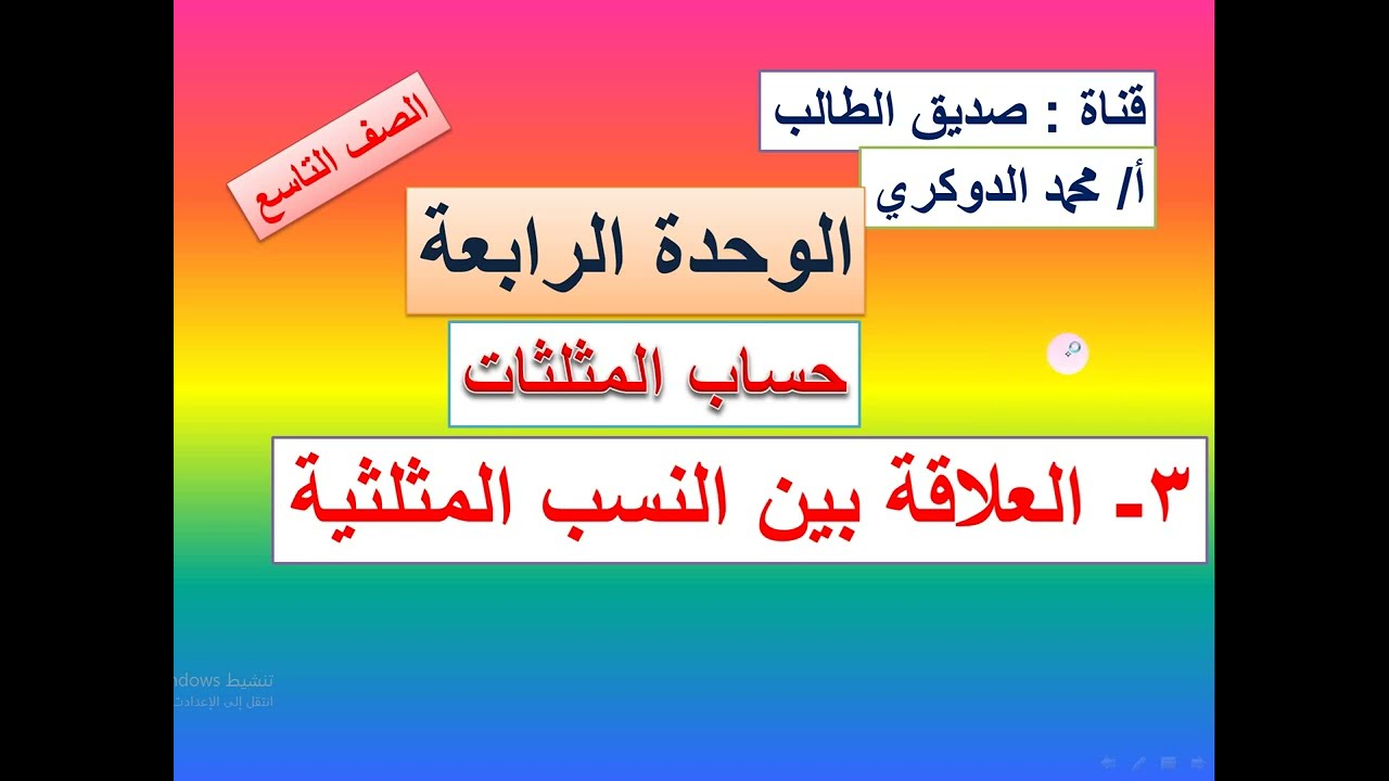 العلاقة بين النسب المثلثية