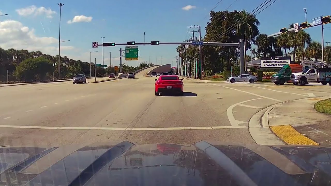 NW 12th Street Miami. Drive Real Traffic Footage in 4K.