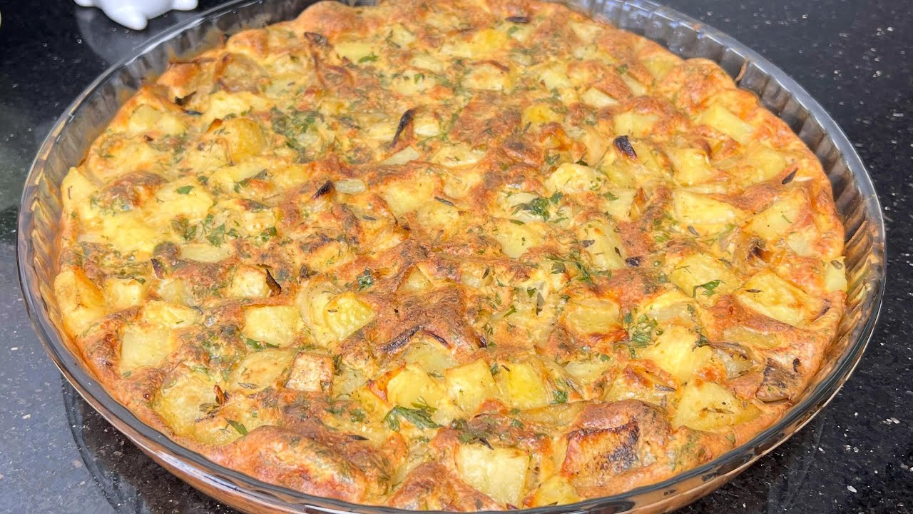 طورطية البطاطس في الفرن و جبة غداء او عشاء بدون لحوم ولا اجبان