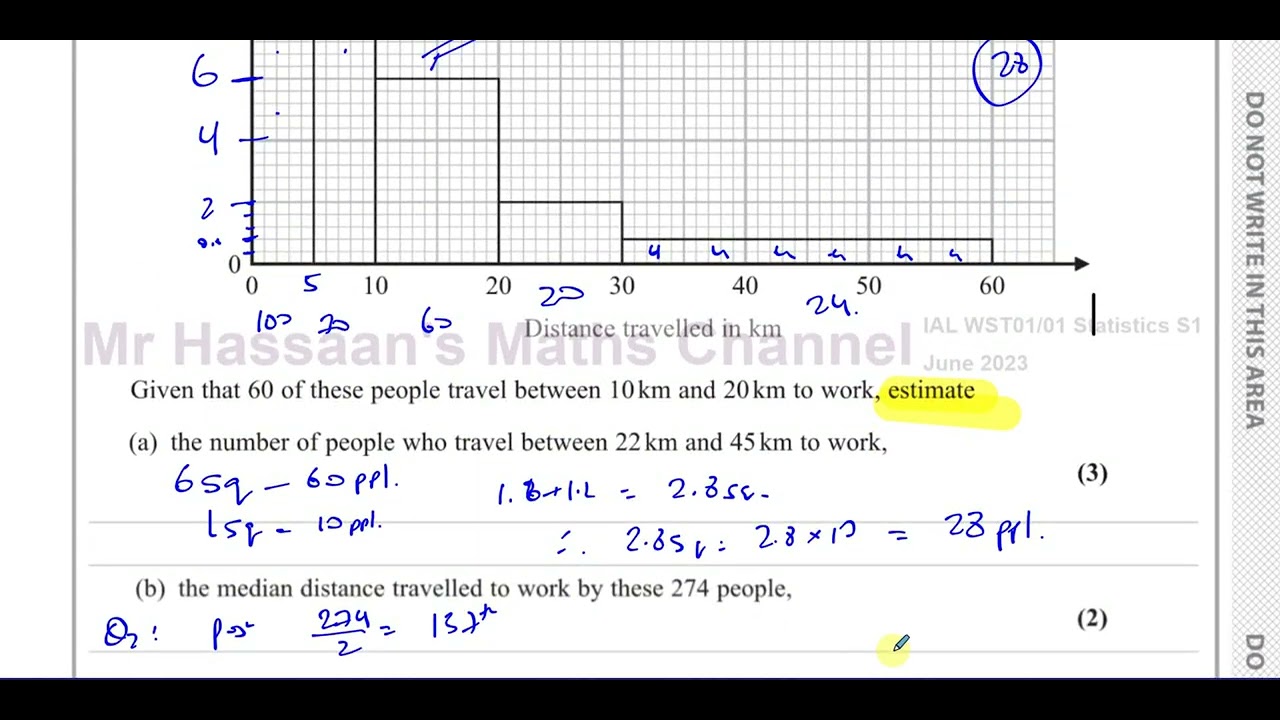 WST01/01, (Edexcel) IAL S1, июнь 2023 г., Q1, гистограммы, линейная интерполяция, оценка среднего...