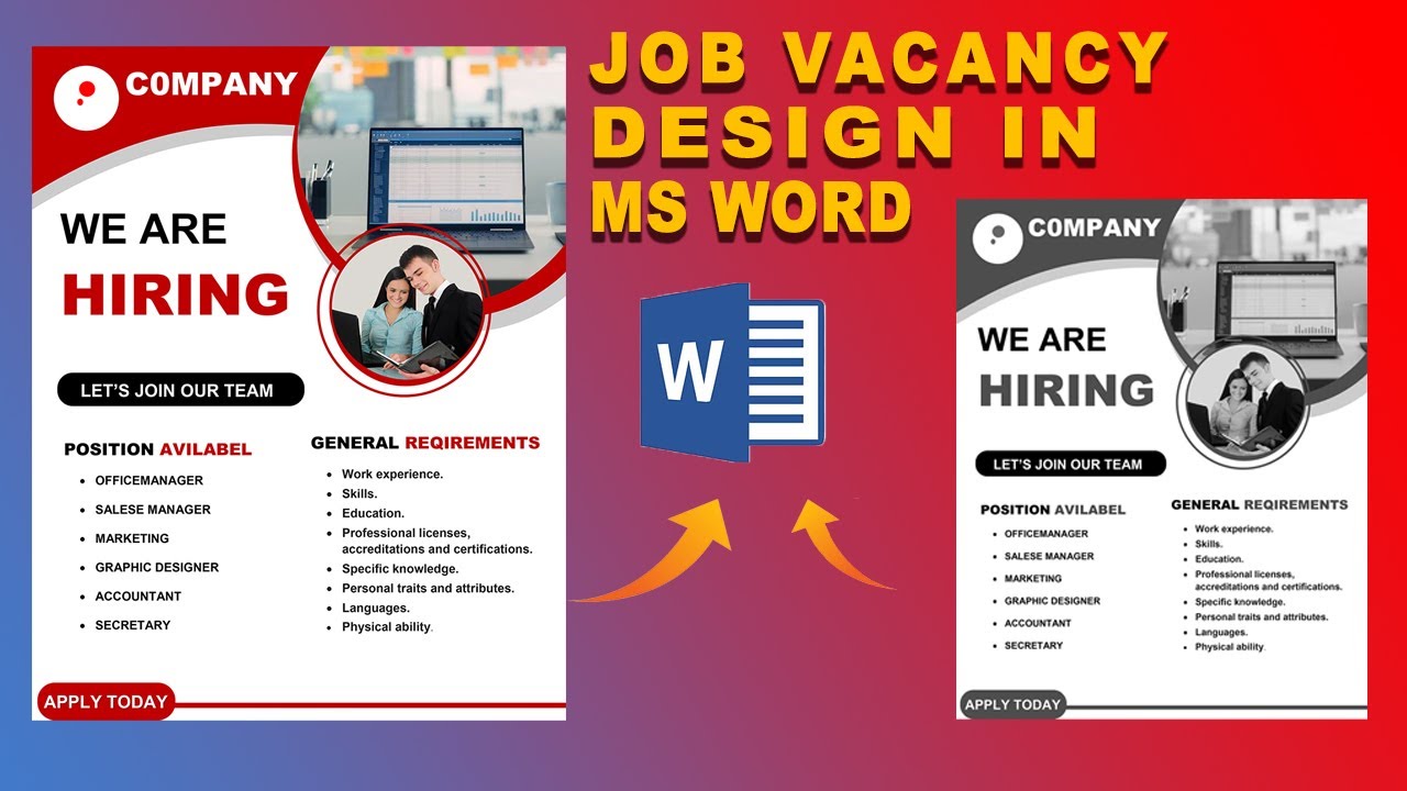 Job vacancy advertisement design in ms word || How to make job advertisement poster