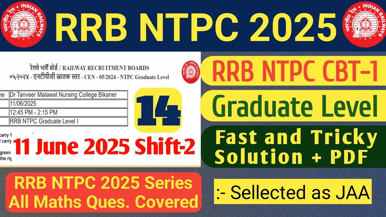 RRB NTPC 2025 Graduate Level CBT-1 11 June 2025 Shift-2 | RRB NTPC | SB Maths Funda