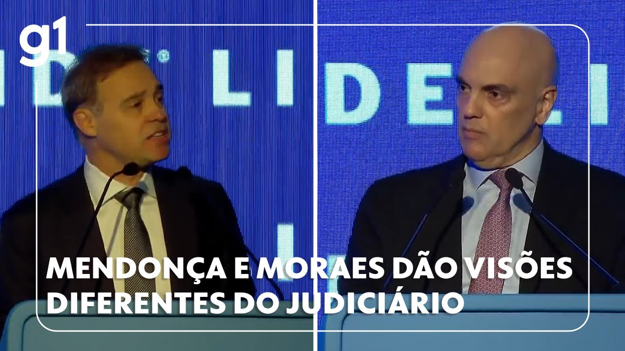 André Mendonça e Alexandre de Moraes dão visões diferentes sobre o Judiciário em evento no Rio