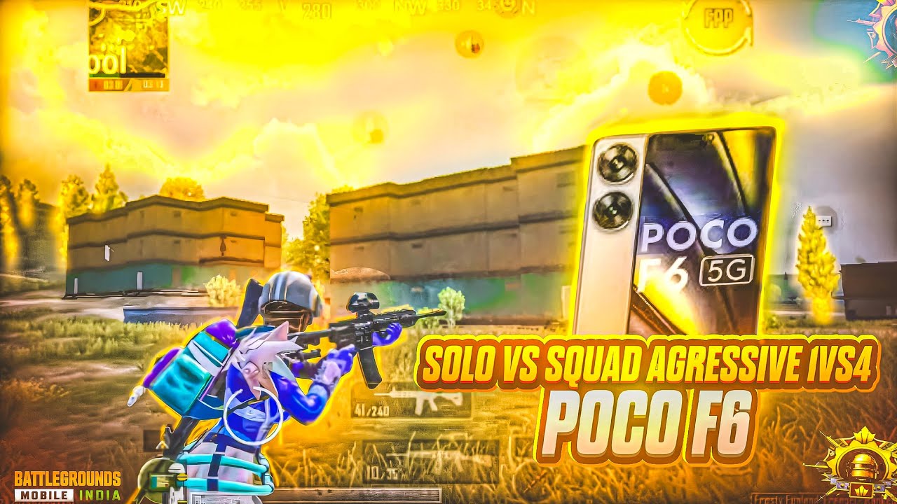 SOLO 🆚 SQUAD AGRESSIVE 1VS4 CLUTCHES 🔥POCO F6 SMOOTH + 90fps PUBG / BGMI TEST 💀