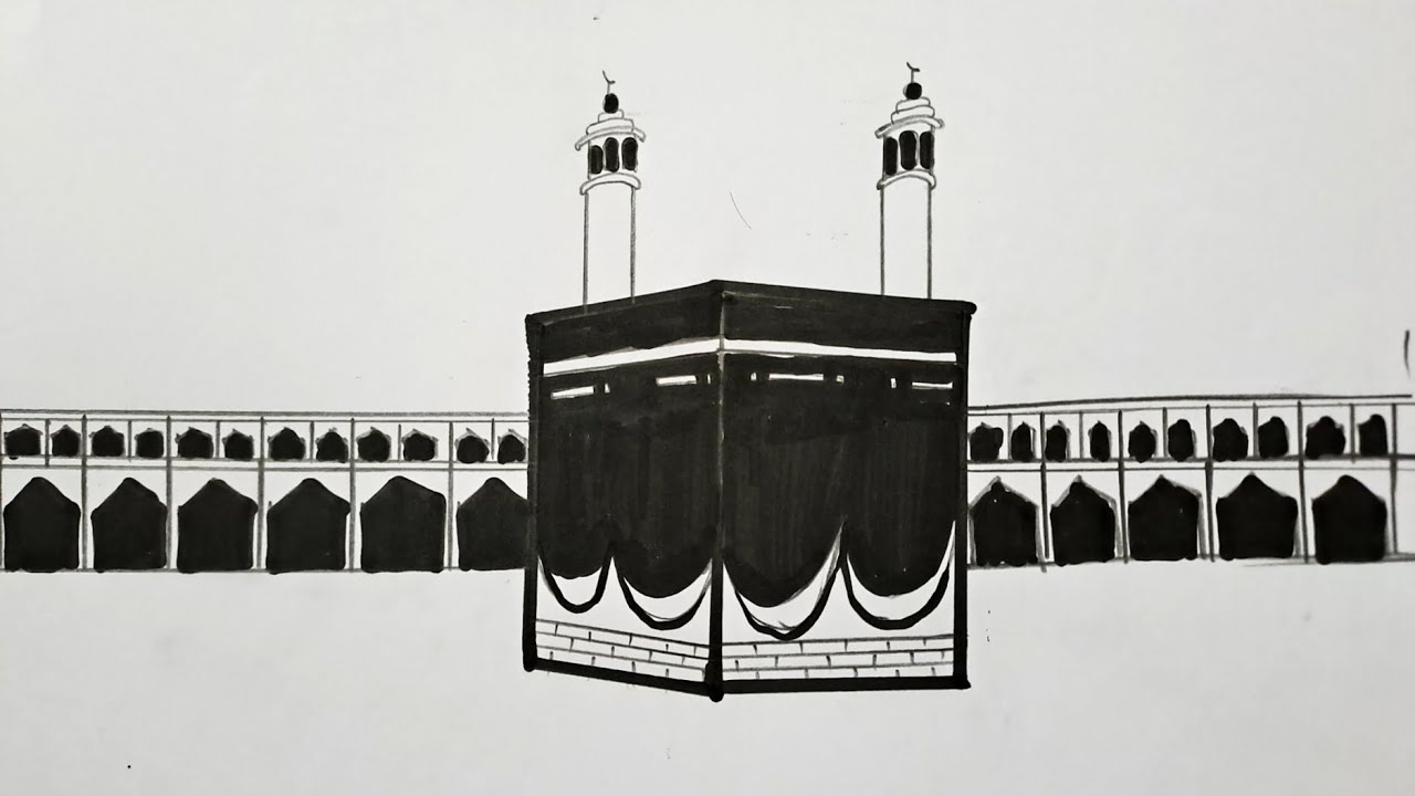Kaaba Drawing Tutorial | How To Draw Kaaba Easily | Ramadan Art | Easy Drawing | Pencil Crayon