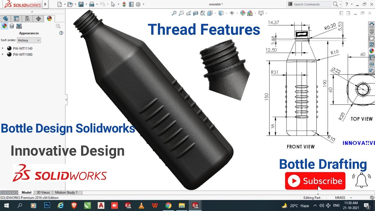 Solidworks Tutorials| Plastic Bottle Design In Solidworks | 