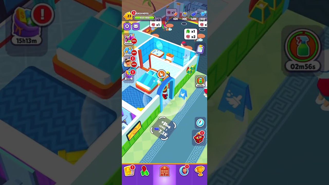 Updating my Beach Hotel to the 2nd and Max Prestige Level #asmrgaming #game 