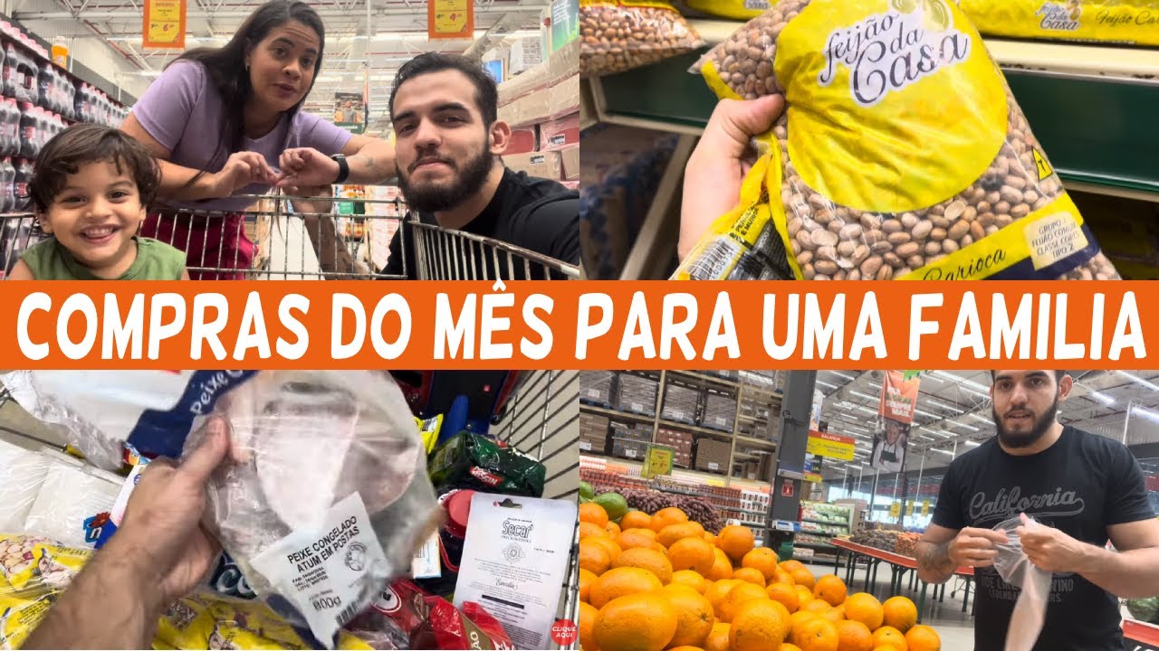 COMPRAS DO MÊS de AGOSTO no MERCADO 🛒 FAMÍLIA TODA JUNTA!! 😍