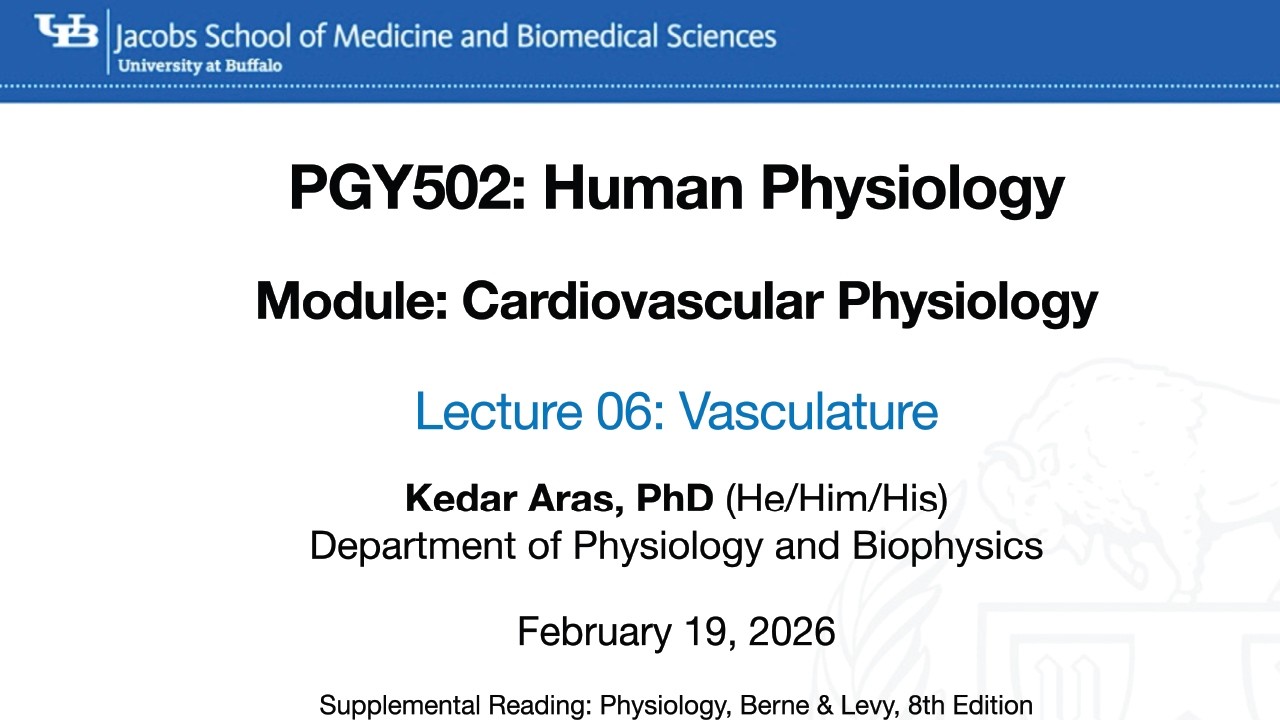 Cardiovascular Physiology - Vasculature (L06)