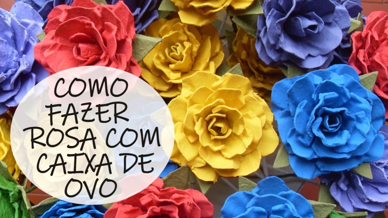 Como fazer Rosa com Caixa de Ovo / DIY egg carton Rose
