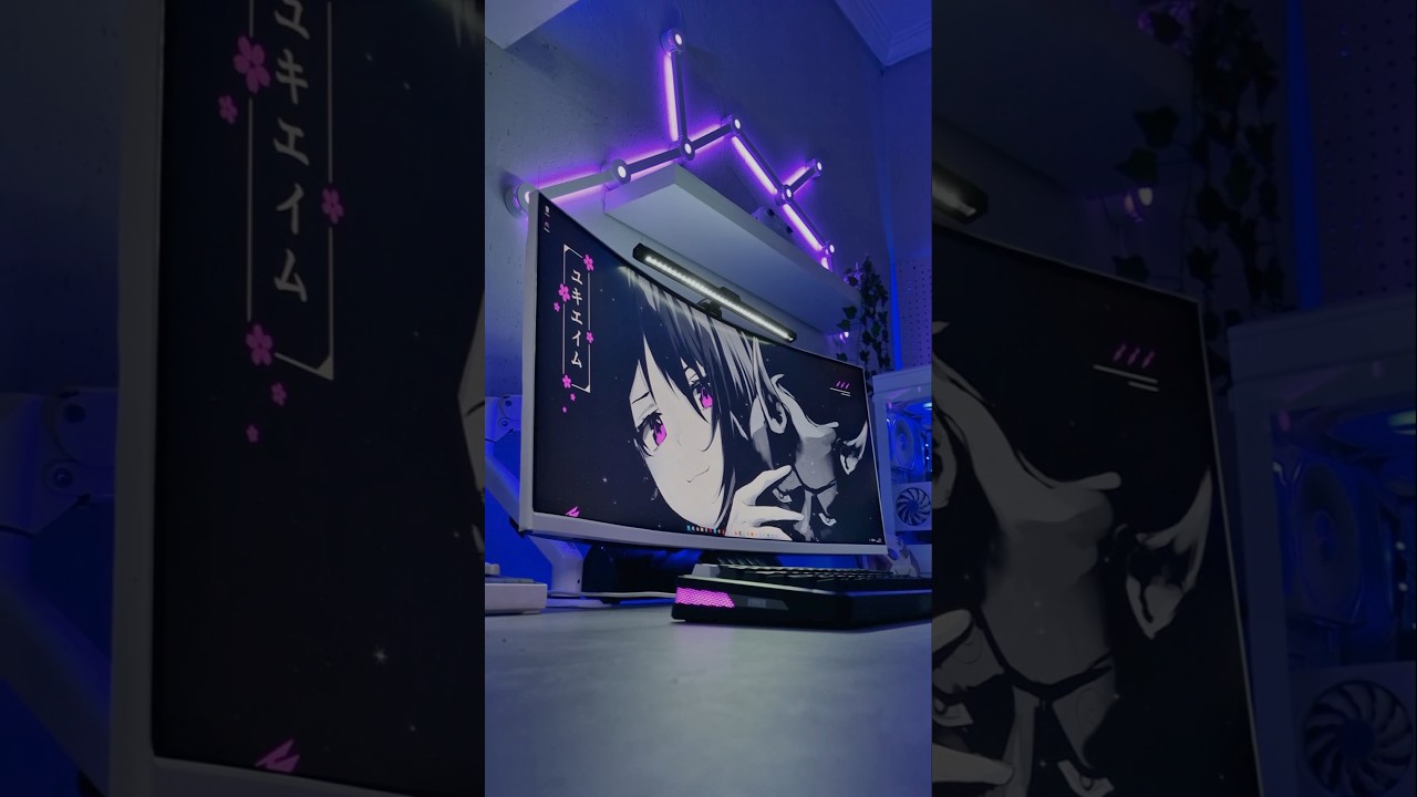 Mudei o meu setup, adicionei essas leds de liga na parede 😍 #pcgamer #tech #setupgamer