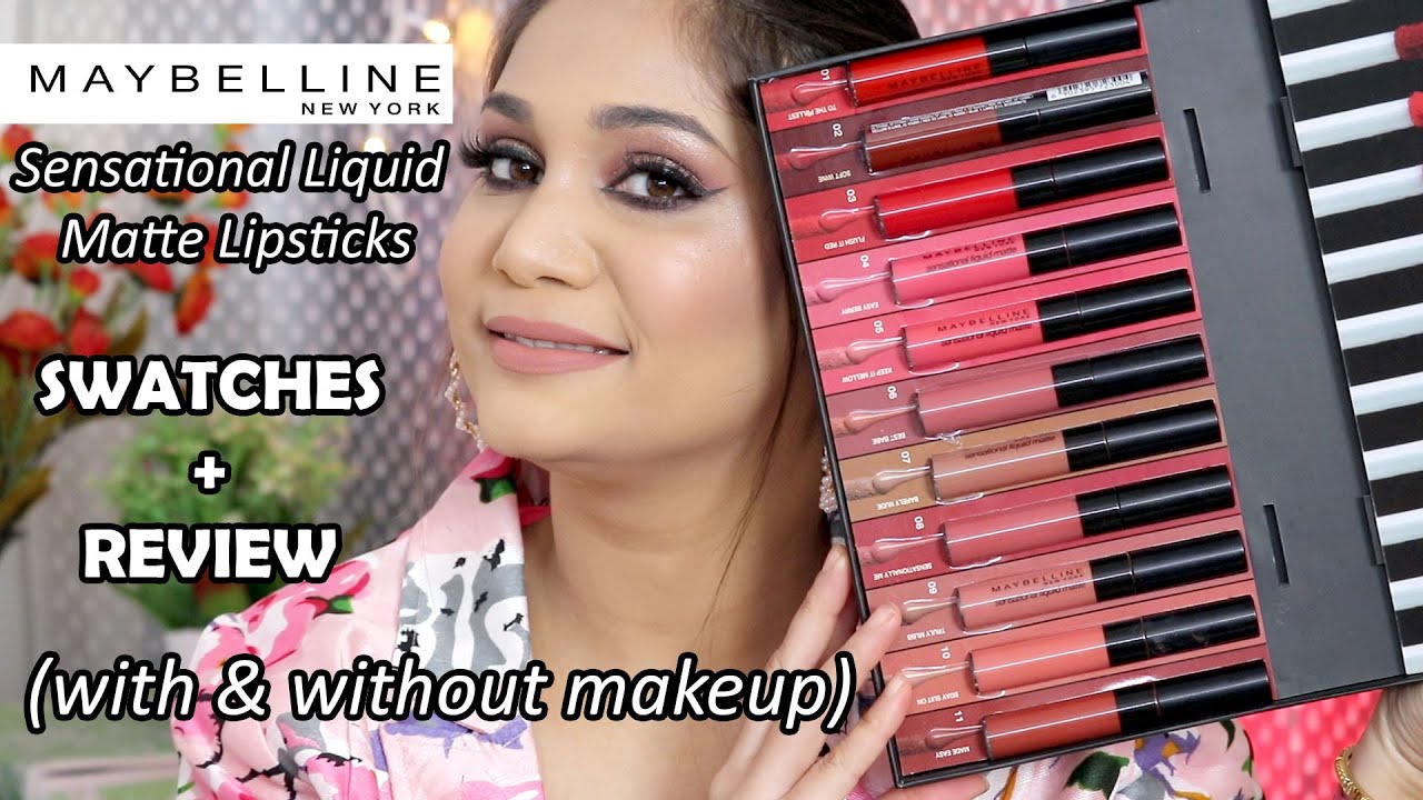 MAYBELLINE  SENSATIONAL LIQUID MATTE LIPSTICKS | ALL 11 SHADES | REVIEW & SWATCHES | NIDHI KATIYAR