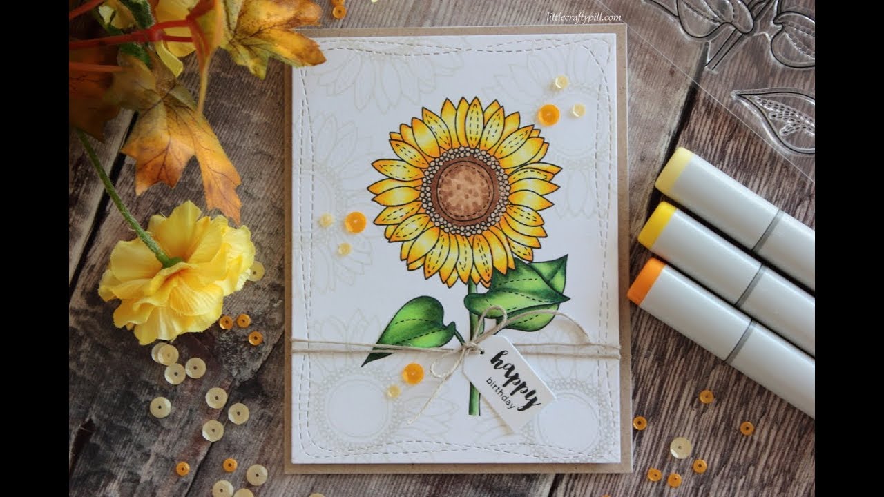 Copic Coloring / Sunflower Birthday Card
