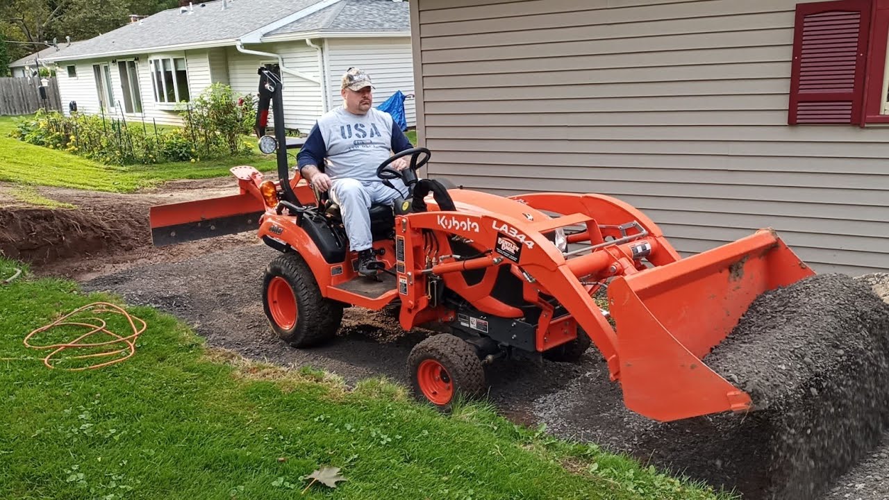 Time to put the Kubota Bx 1880 to work! Expanding the driveway! Beast mode!