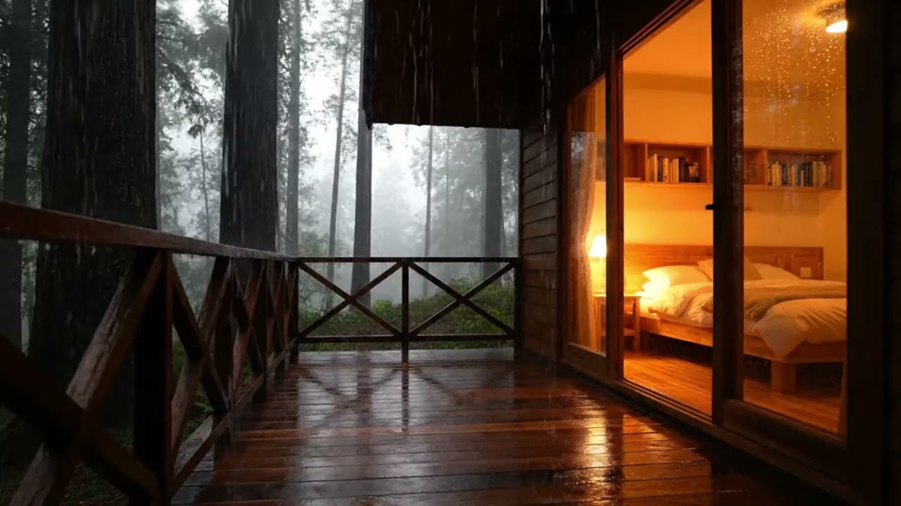 Gentle Rain on a Quiet Forest Cabin at Night (3 Hours) | Relaxing Sleep Sounds