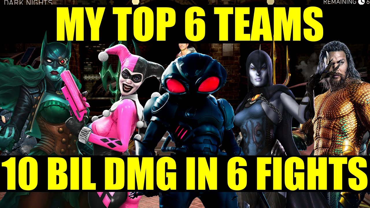 My Best 6 Solo Raid Teams Injustice 2 Mobile (10 Bil Dmg In 6 Fights)