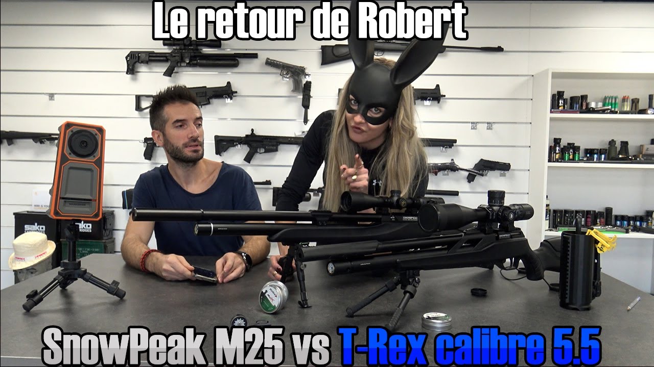 Comparaison des carabines Snowpeak M25 VS T-REX, et M25 5.5 67 Joules Slug!