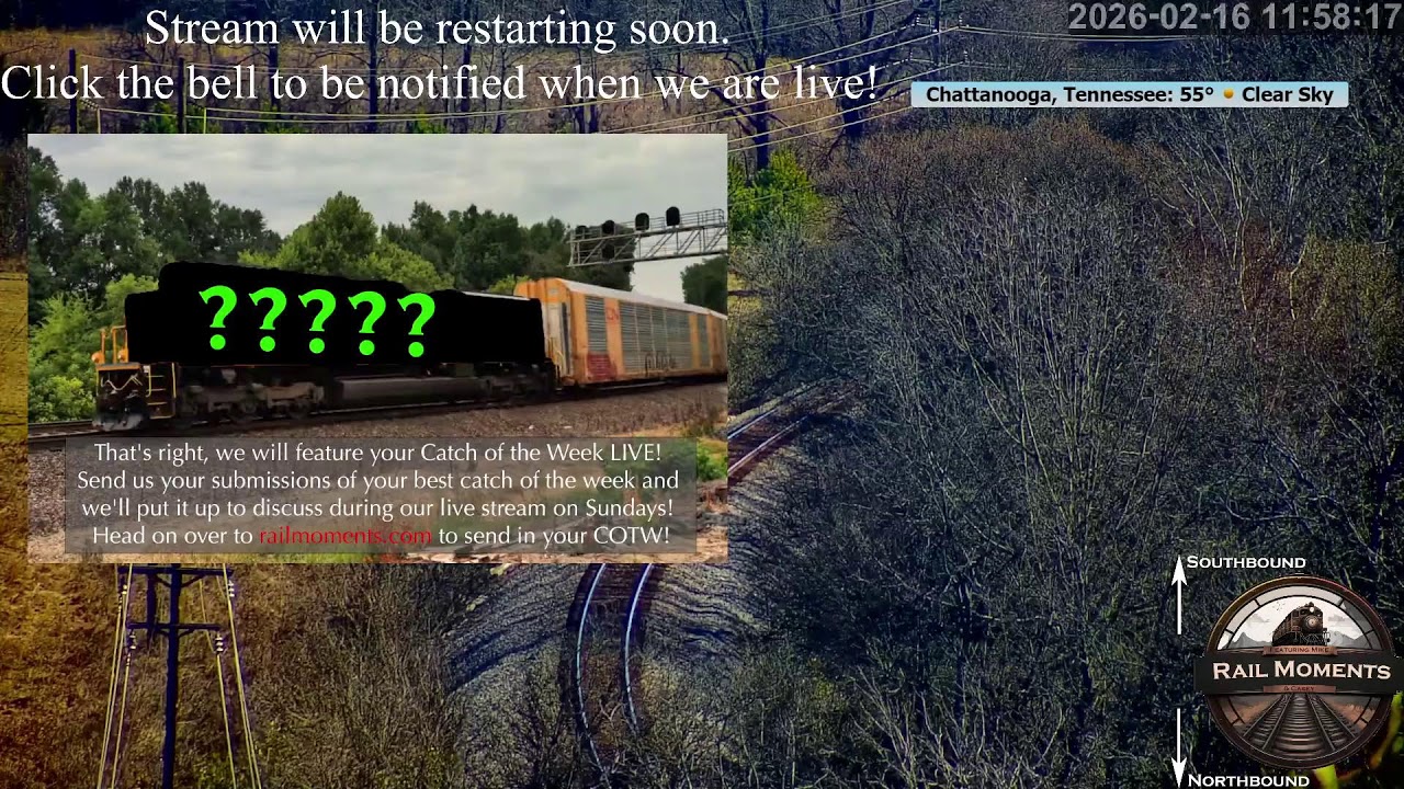Live Chattanooga Railcam on W&A Subdivision - #CSX line in bird sanctuary by Mile Post 122.8 in TN