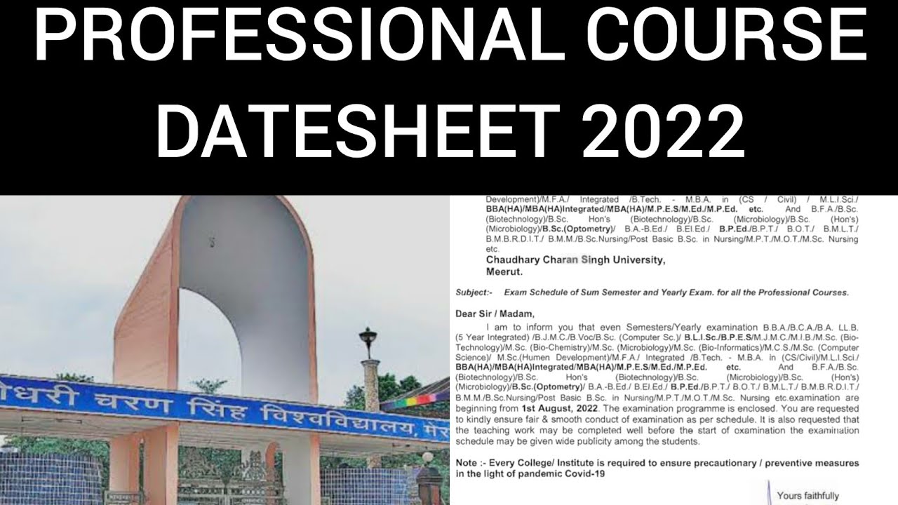 New datesheet for professsional courses 2022||CCSU university new datesheet