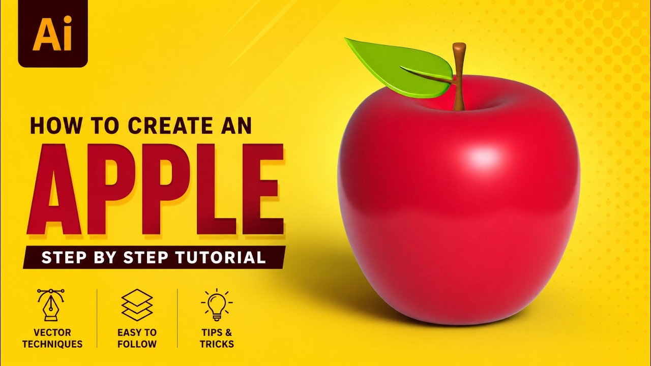 Create an Apple using 3D Effects in Illustrator | English Sub | हिंदी / اردو