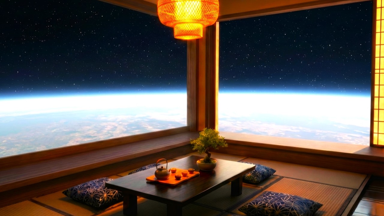 Japanese Space Tea Room 🍵 | 1.5 Hour 4K Zen Ambience