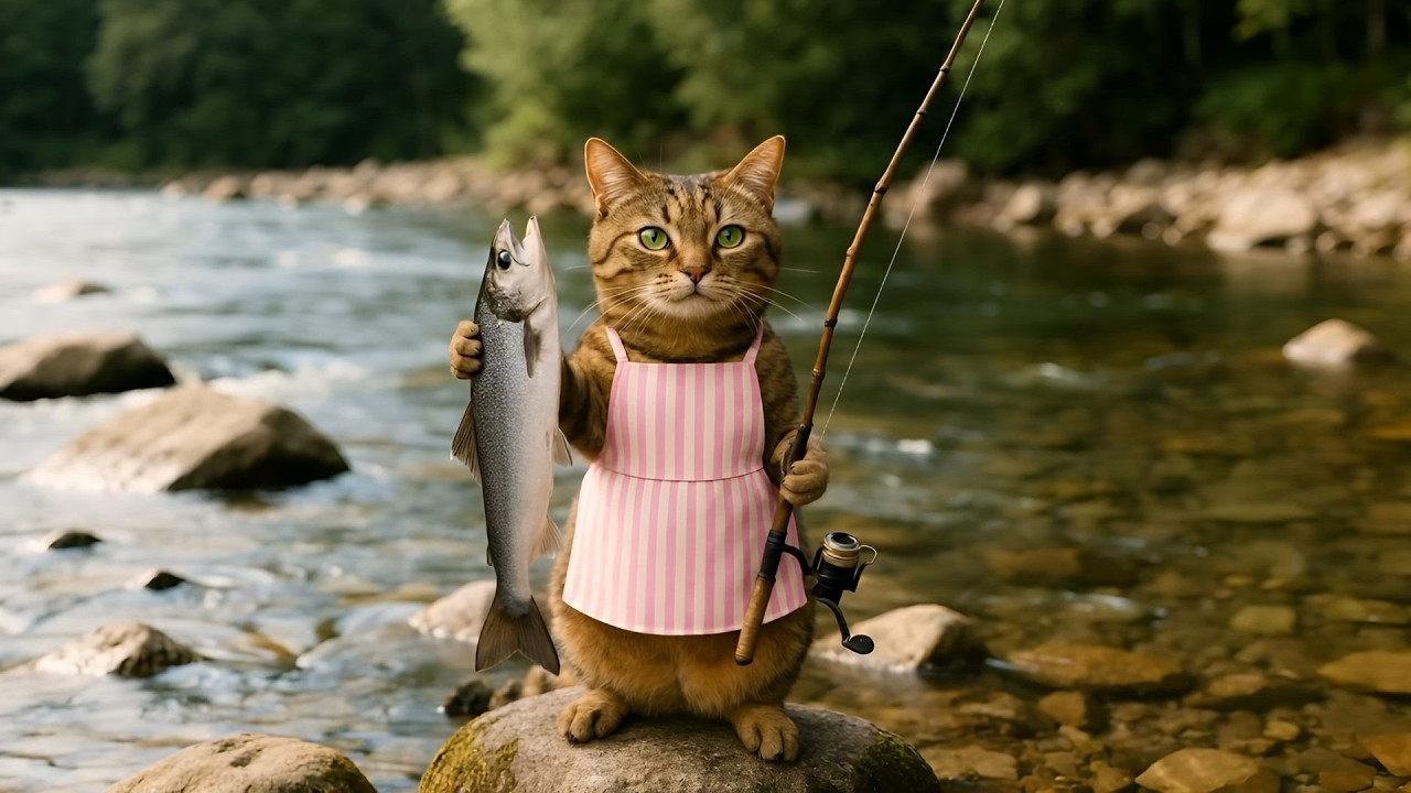 【AI Cat】キジトラ猫アンバーの鮭大根作り！【料理】