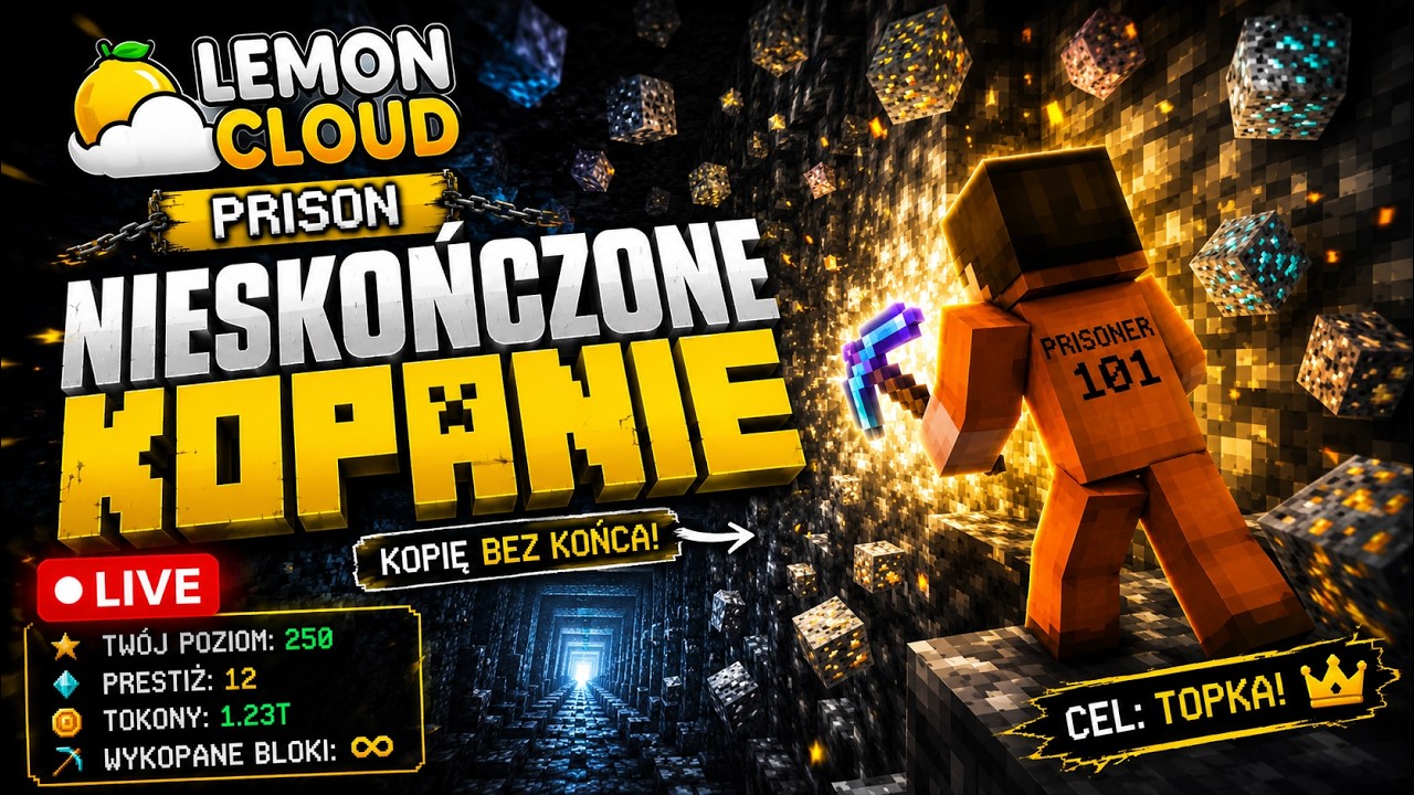 ⚜️Prison - LemonCloud! Połowa już za mną cel: 20m blok&oacute;w!⚜️