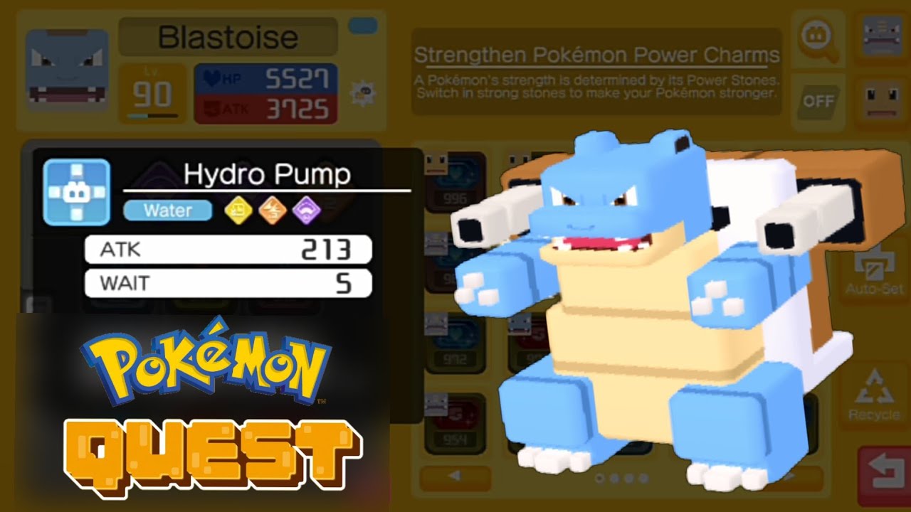 Evolving Blastoise with hydro pump move in Pokemon quest