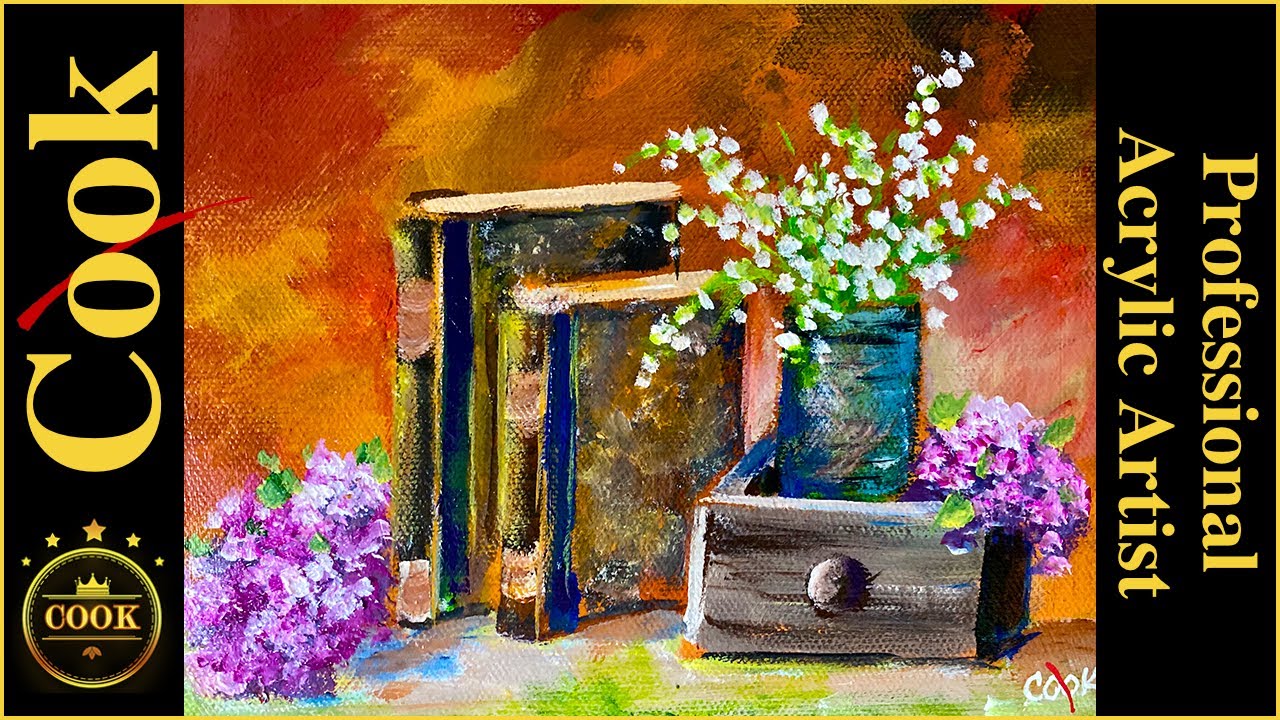 How to Paint Books and Lilies of the Valley Still Life with Acrylics with Ginger Cook