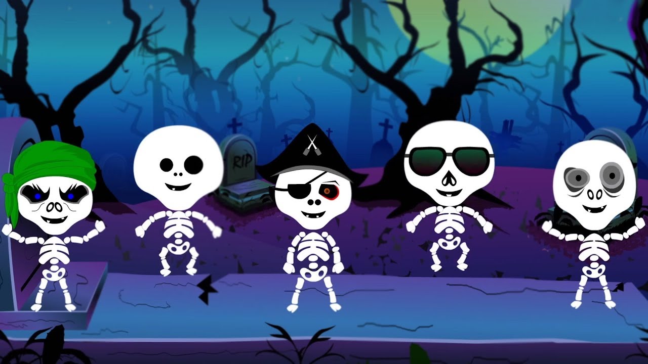 five little skeletons | halloween songs | scary nursery rhymes | halloween