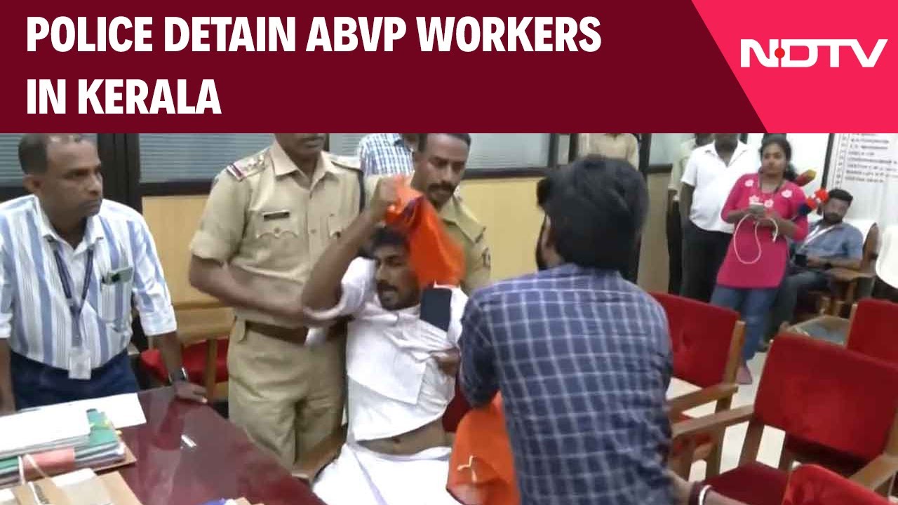 Police Detain ABVP Workers Protesting At Polytechnic College, Kalamassery In Kerala's Kochi