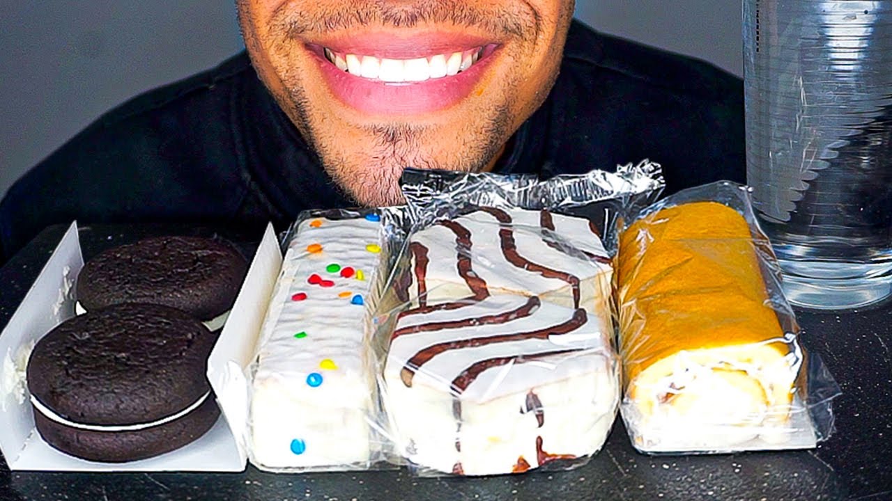ASMR OREO CAKESTERS,HAPPY BIRTHDAY CAKE,ZEBRA CAKES,STRAWBERRY SHORTCAKE ROLLS MUKBANG EATING