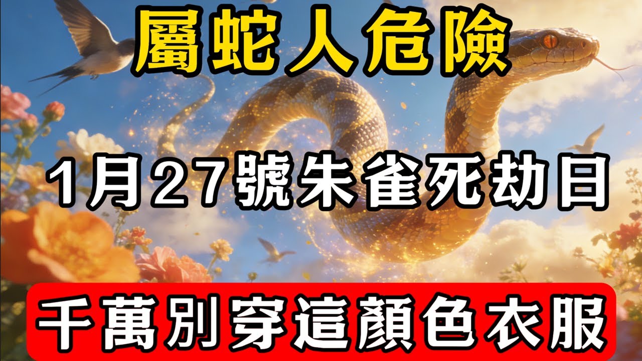 生肖蛇必看！明天2026年1月27號「朱雀死劫黑道兇日」，這天千萬別穿這顏色衣服，否則容易招黴運！#佛教 #佛家 #佛法 #佛學知識 #佛學智慧 #修心修行 #佛教文化 #禪悟人生#傳統文化