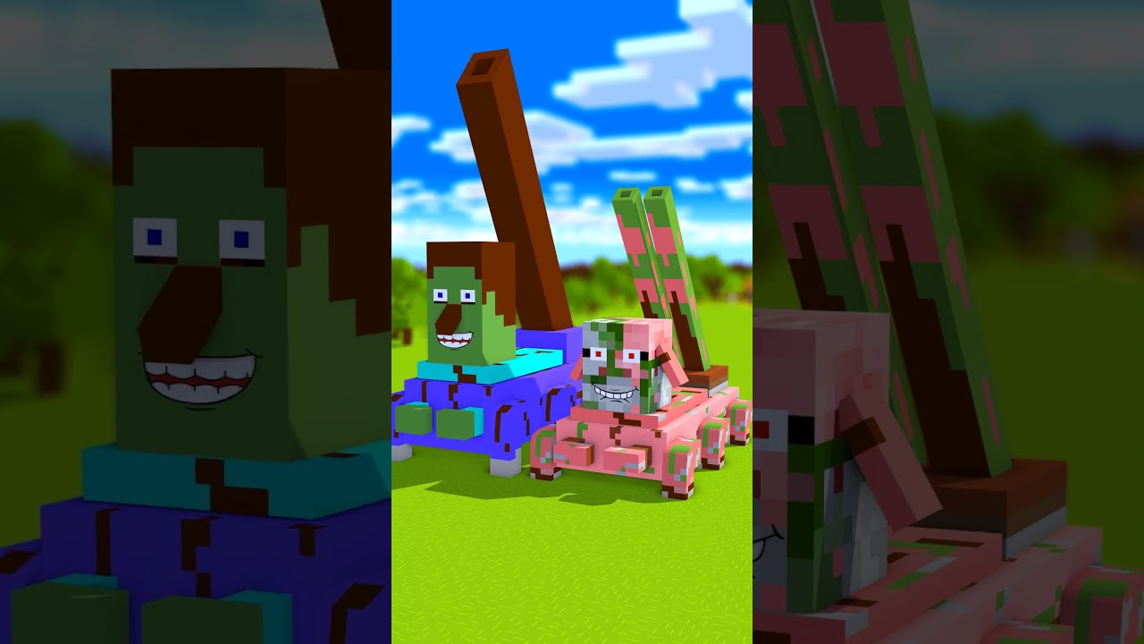 Steve-Alex-Tank VS Zombie-Tank and Pigman-Tank - Minecraft animation #minecraft #shorts