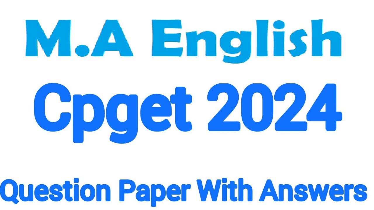 M.A English || Cpget 2024 || Question Paper With Answers