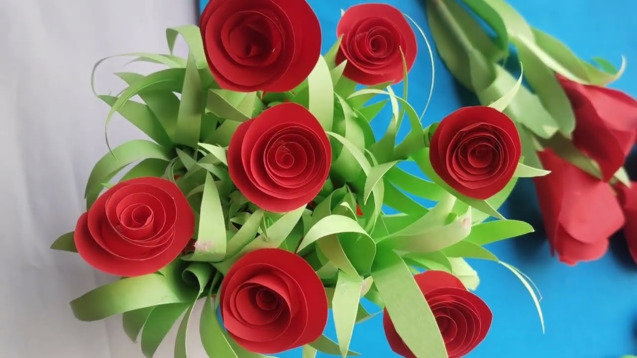 DIY craft ideas for paper flower 🌹 Esey Diy Home decoration ideas 😍 flowers bouquet 💐#viralvideo #