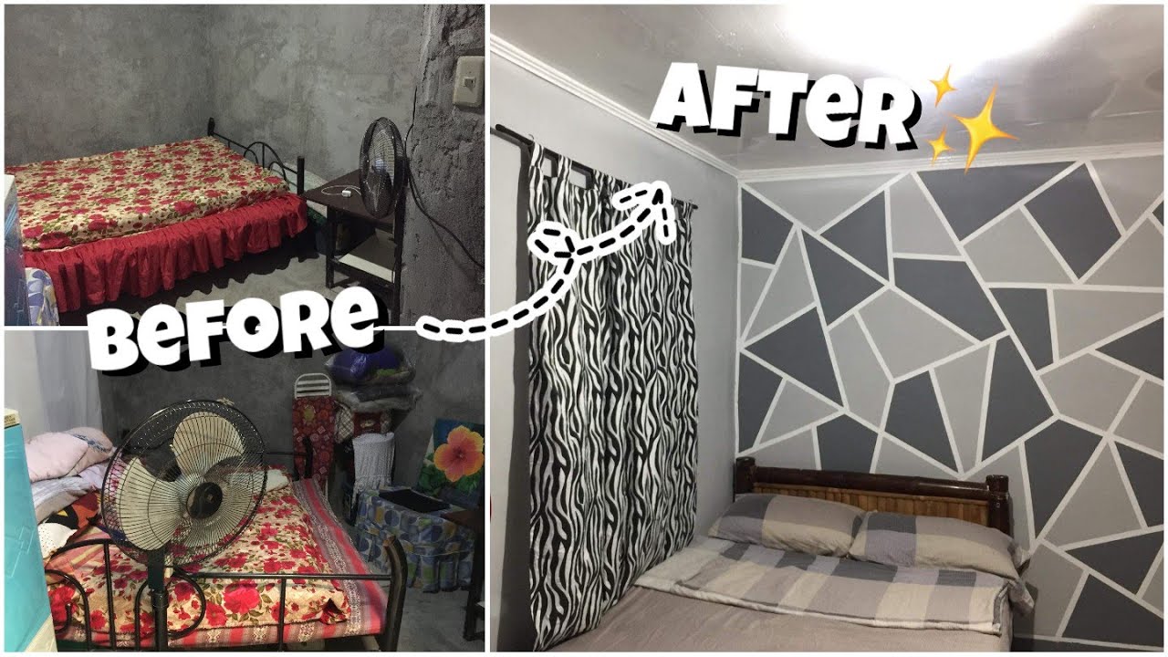 EXTREME ROOM MAKEOVER | Full transformation (cozy, simple and minimal) Geometric Wall | Philippines