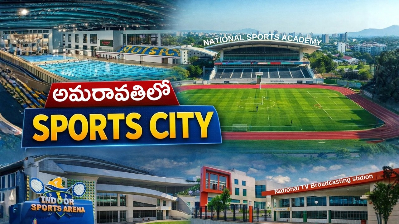 అమరావతి Sports City వివరాలు | SPORTS ACADEMY | AQUATIC CENTRE | LV PRASAD EYE INSTITUTE | HOTELS