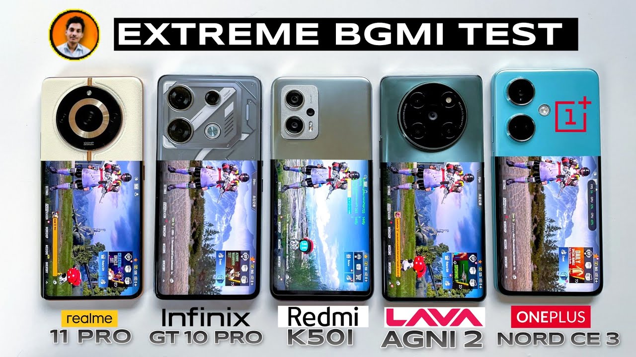 Infinix GT 10 Pro vs Redmi K50i vs Lava Agni 2 vs OnePlus Nord Ce 3 vs Realme 11 Pro BGMI Test
