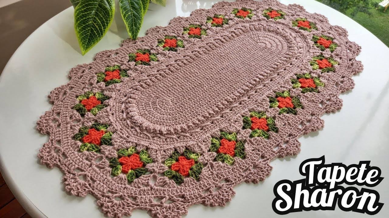 Tapete Sharon em crochê oval uma peça linda simples e muito fácil de fazer