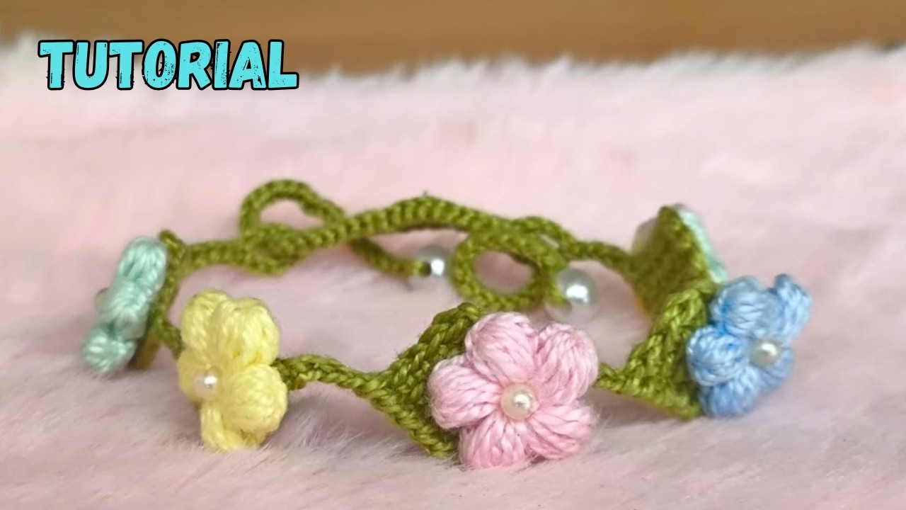 Pulseira Floral de Crochê | Pulseira de Flores Fácil e Linda | Tutorial