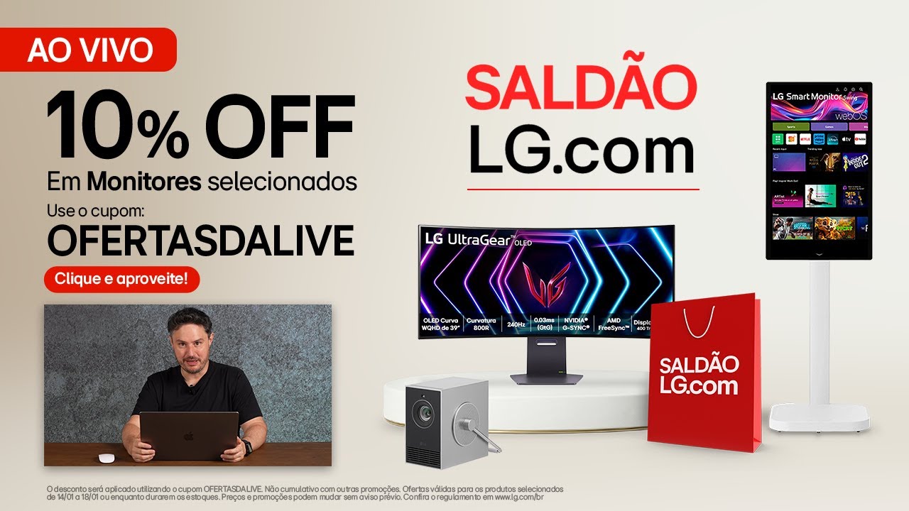 AO VIVO: 10% OFF em Smart Monitors, UltraGear e Projetores LG | Live LG