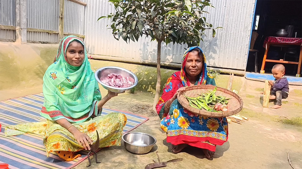 ১০তম রোজার জন্য সুন্দর করে গরুর মাংস রান্না সাথে সিম চিংড়ি মাছের তরকারি । Beef Curry Recipe । Ramada