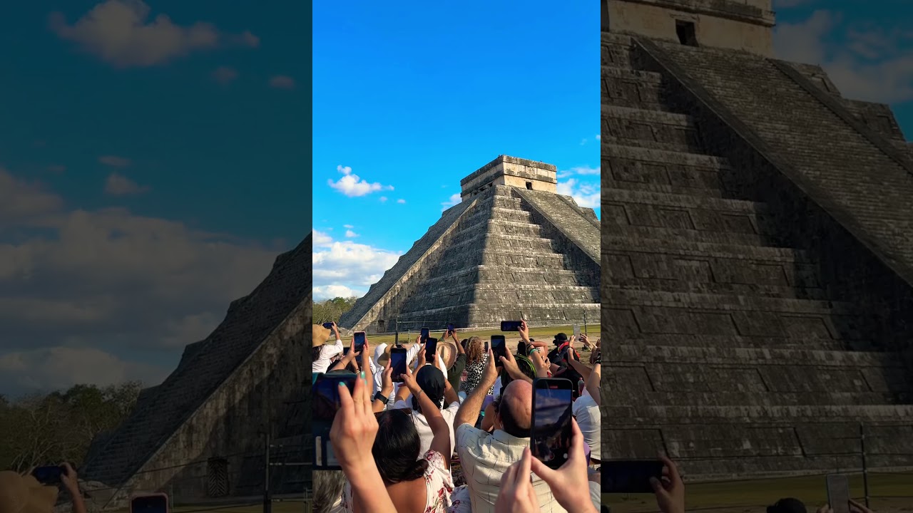 Sunlight Awakens Kukulkan Pyramid on Equinox 🐍☀️ #ancient #chichenitza #equinox