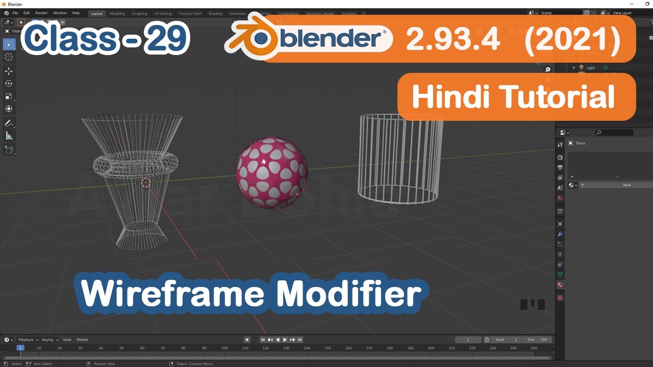 Blender Tutorial in Hindi for Beginners | CLASS -29 | Wireframe Modifier | Blender Course in Hindi