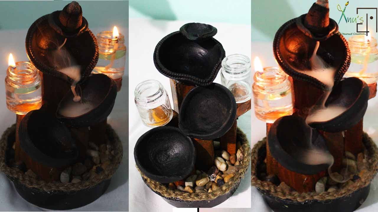 Smoke fountain using waste materials || Candle stand with smoke fountain || Best out of waste ||