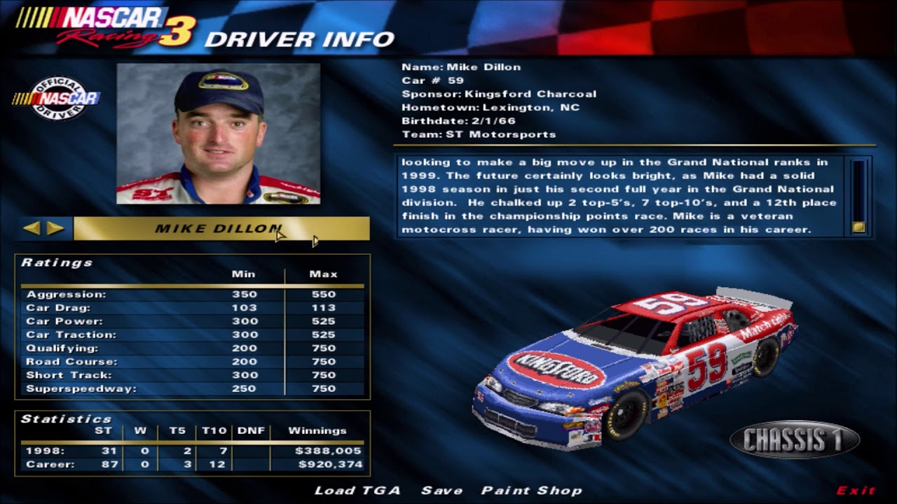 NASCAR Racing 3 Drivers and Tracks